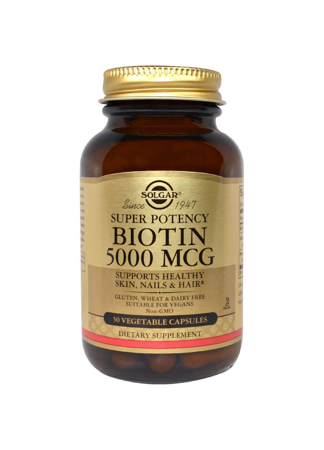 Біотин, Biotin,, 5000 мкг, 50 капсул Solgar (329199416)