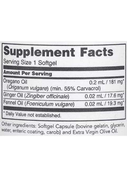 Oregano Oil with Ginger and Fennel Oils 90 Softgels Protocol for Life Balance (358075329)