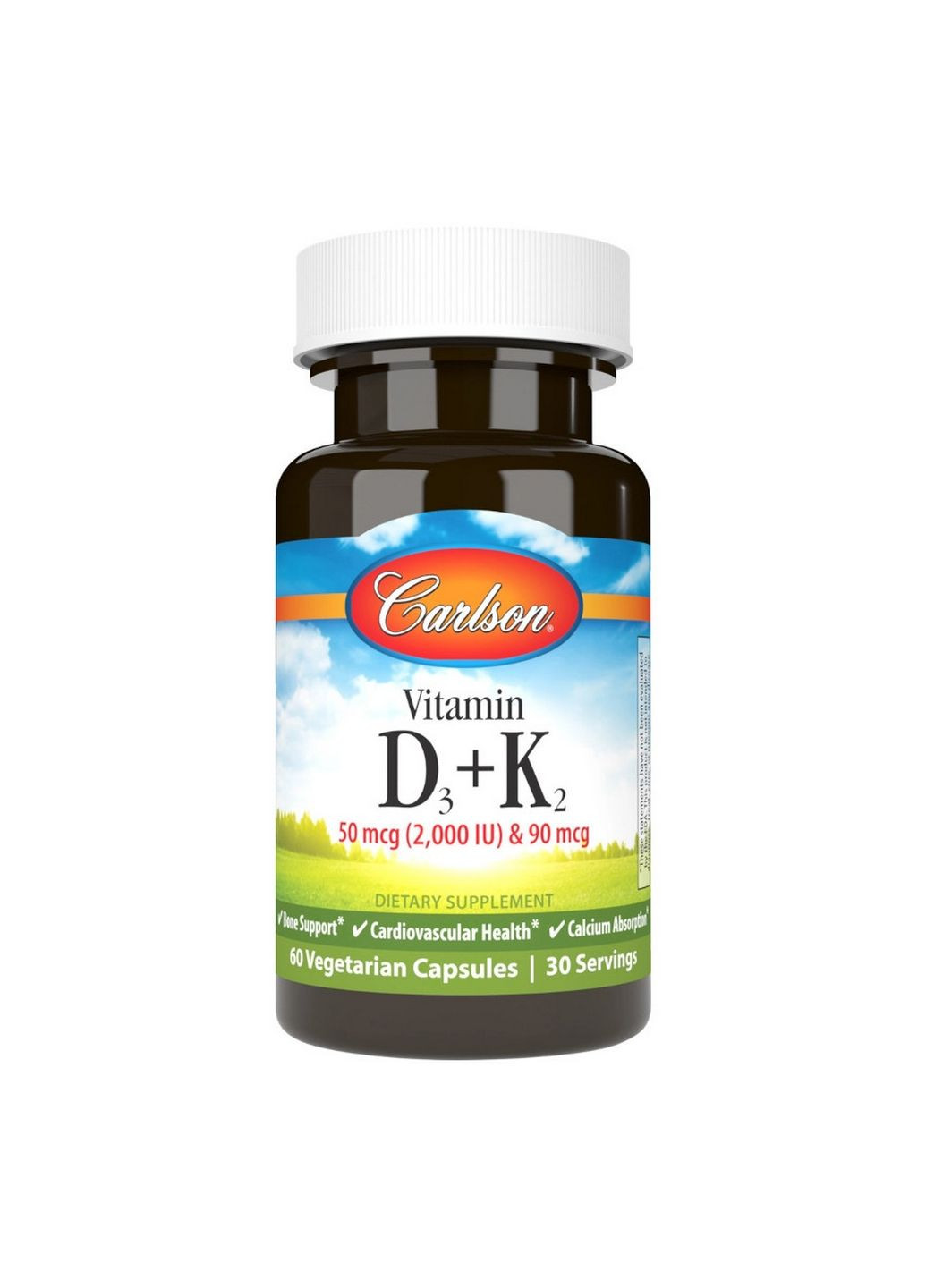 Витамины и минералы Vitamin D3 + K2, 60 вегакапсул Carlson Labs (293419045)