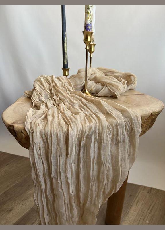 Бежевий раннер на стіл, 180×90 см, святковий декор для весілля, фотозони та сервірування No Brand (346591209)