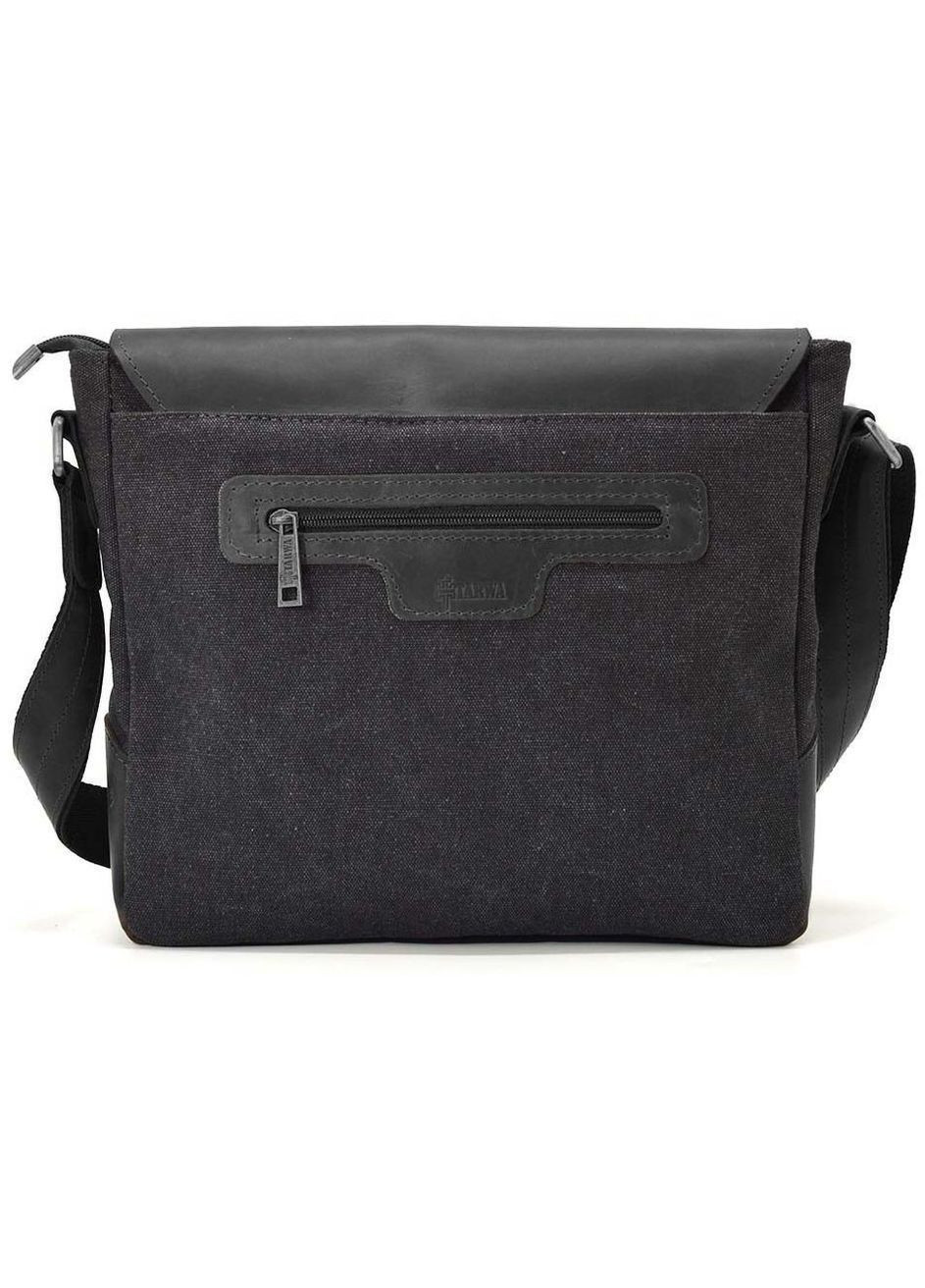 Сумка мужская мессенджер через плечо из натуральной кожи и текстиля для документов средняя Черный 40727 TARWA (367164777)