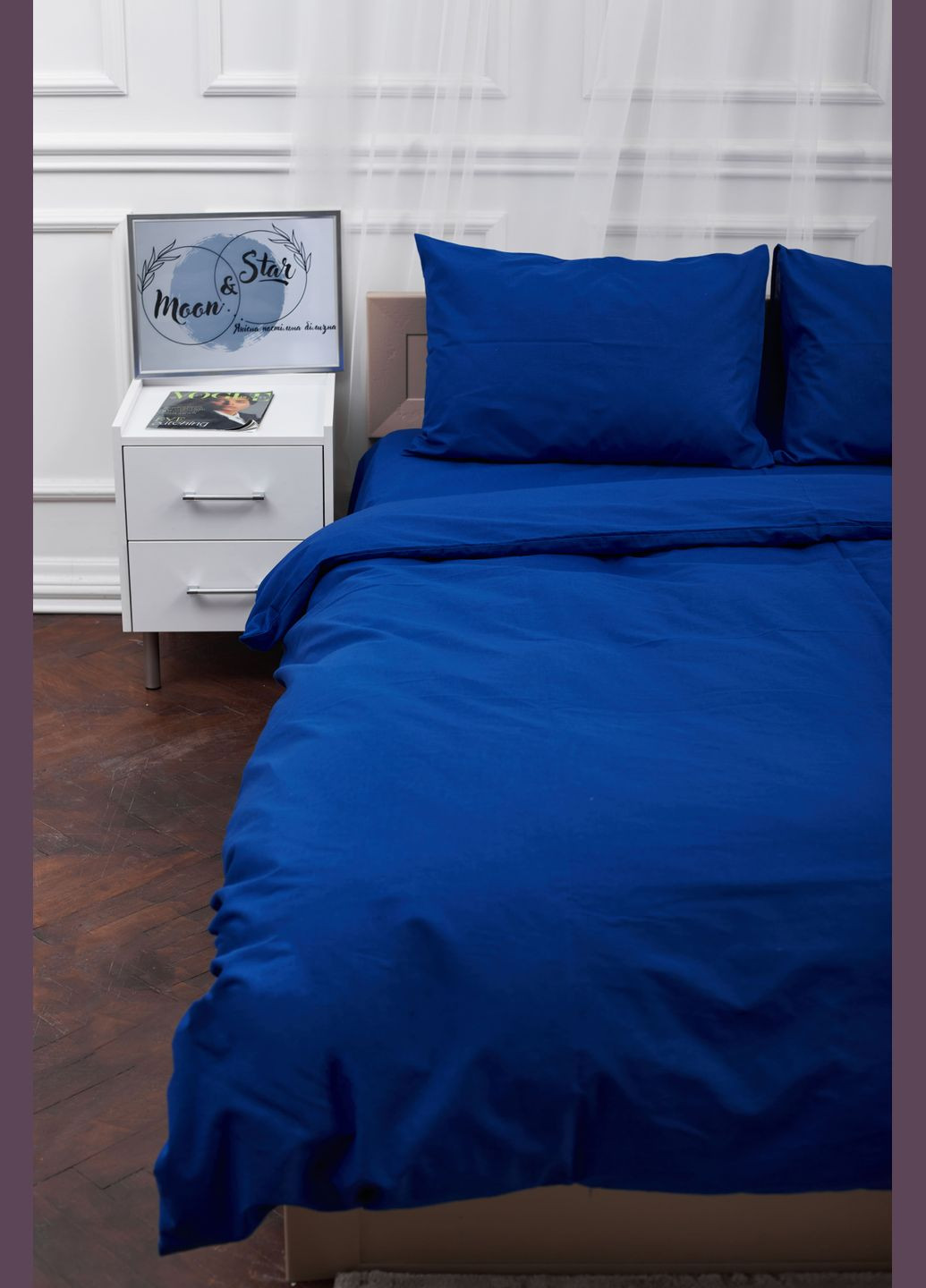 Комплект постельного белья полуторный евро 160х220 наволочки 2х40х60 Бязь Gold Люкс (MS-820000820) Moon&Star blue (285717030)