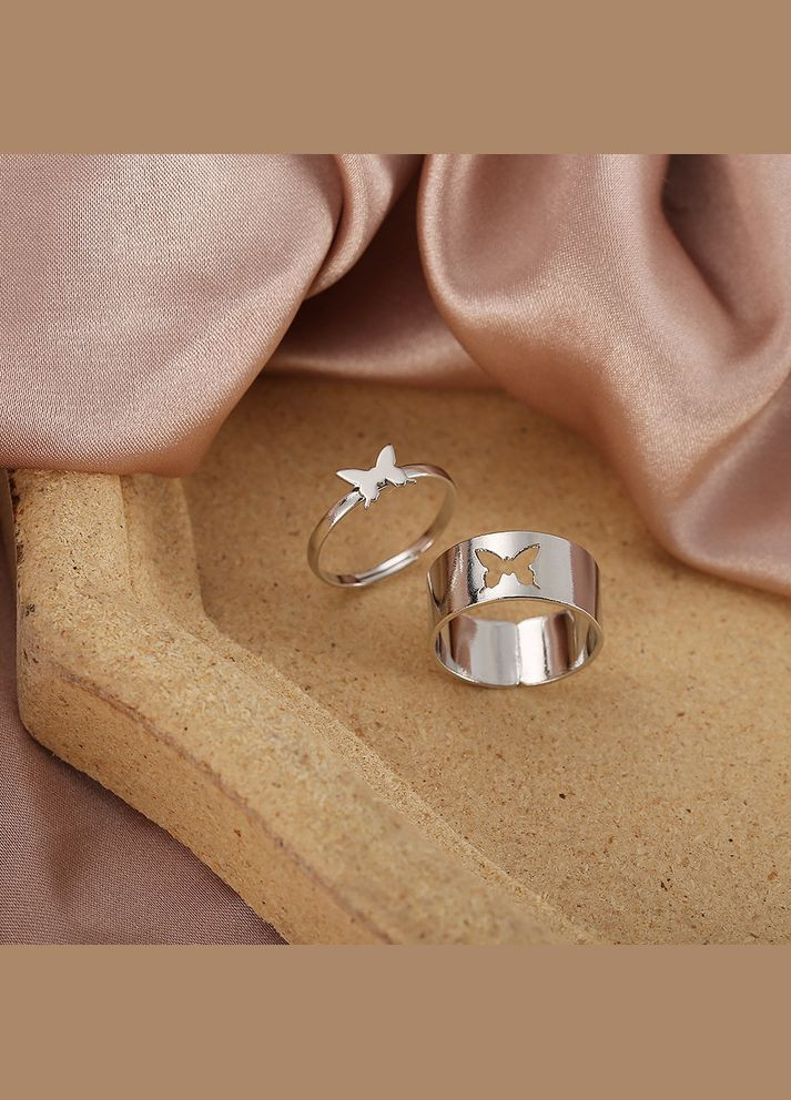 Набор колец 2шт с бабочкой бабочка регулируемые парные кольца кольца No Brand (340463644)