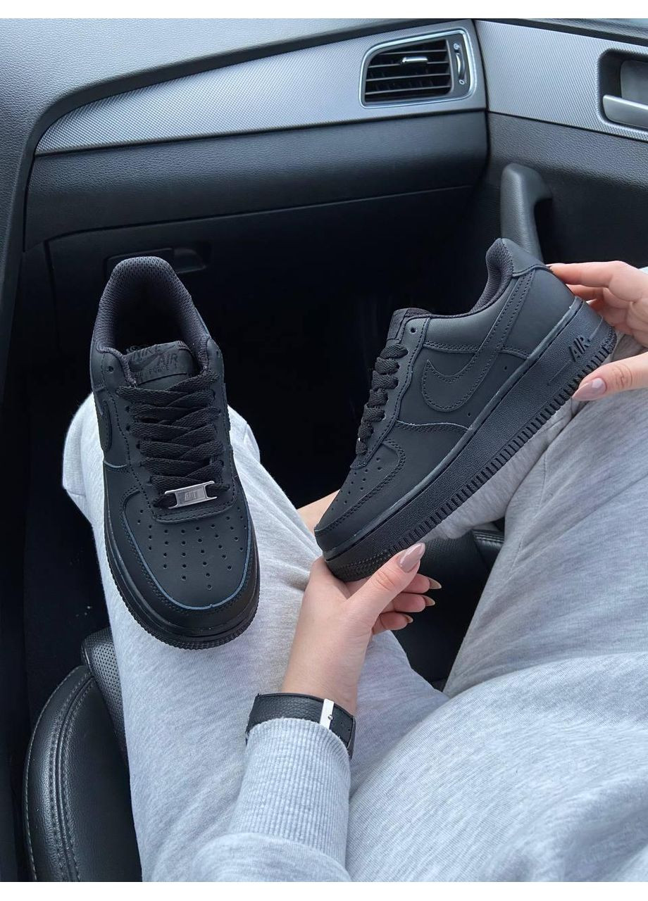 Чорні Осінні кросівки чоловічі nike air force 1 classic black найк аір форс 1 преміум No Brand