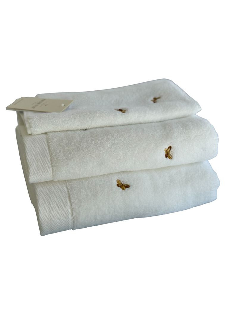Набор полотенец Reve De Papillon White Brown махровые 30-50 см,50-100 см,85-150 см белые Maison D'or белый