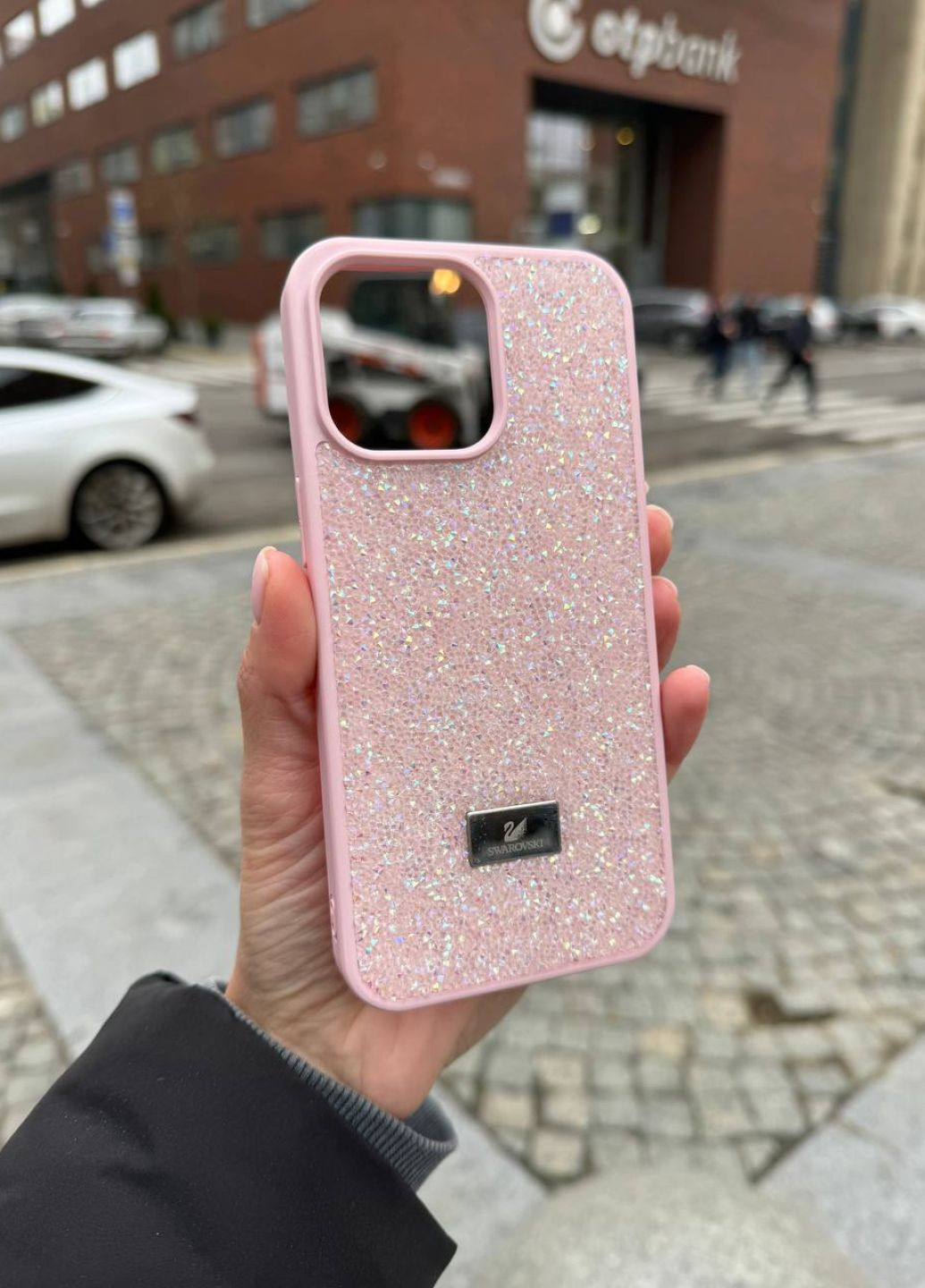 Чохол силіконовий для iPhone 16 Pro Max Swarovski Pink / Чохол айфон 16 про макс рожевий No Brand (314467126)