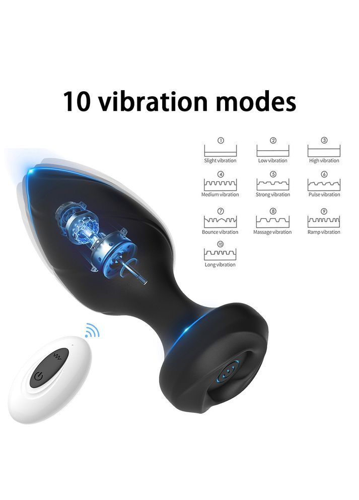 Анальна пробка чорна з вібрацією та дистанційним пультом керування No Brand (315725423)