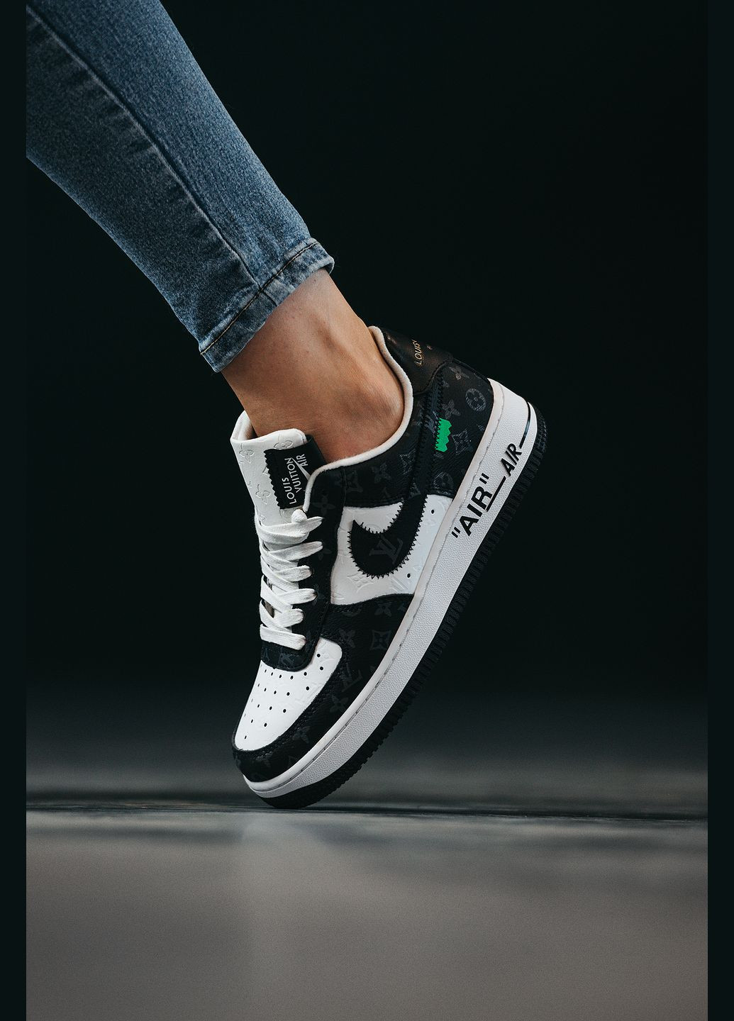 Кроссовки женские и мужские Nike Air Force 1 x Louis Vuitton black white | Найк Аир Форс 1 черно-белые No Brand чёрно-белые демисезоны (315683556)