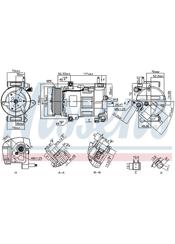 Компресор кондиціонера FORD TRANSIT/TOURNEO COURIER (C4A) (14-) 1.0 ECOBOOST (NI 890758) Nissens (354334481)