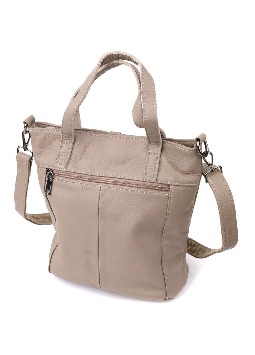 Зручна сумка жіноча з ручками з натуральної шкіри 22996 Сірий Vintage (357207697)