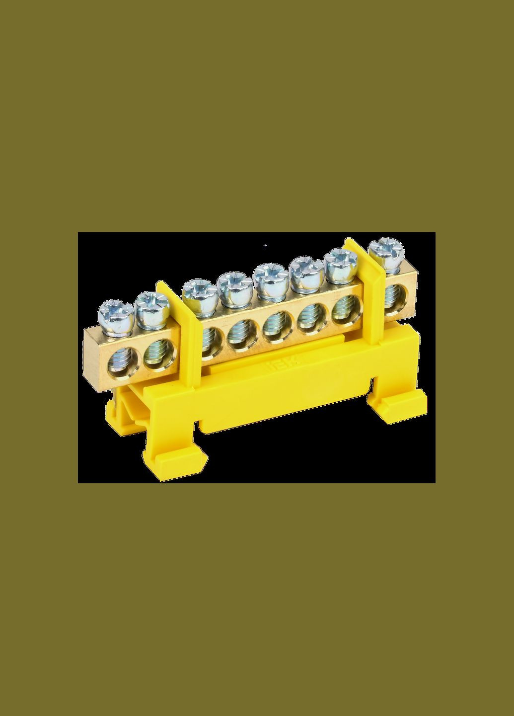 Шина заземления 8 отверстий 6х9мм медь с изолятором на DIN-рейку тип "Стойка" [YNN10-69-8P-K05] ШНИ-6х9-8-С-Ж UEC (344530808)