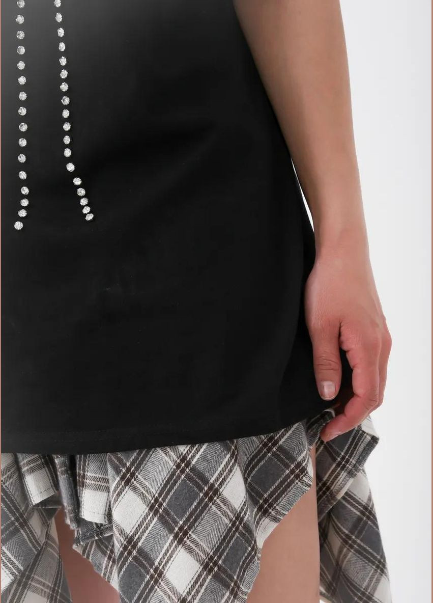 Женская оверсайз футболка с оригинальным рисунком со стразами стильные футболки свободного кроя для женщин oversize Cindylove - (331346105)