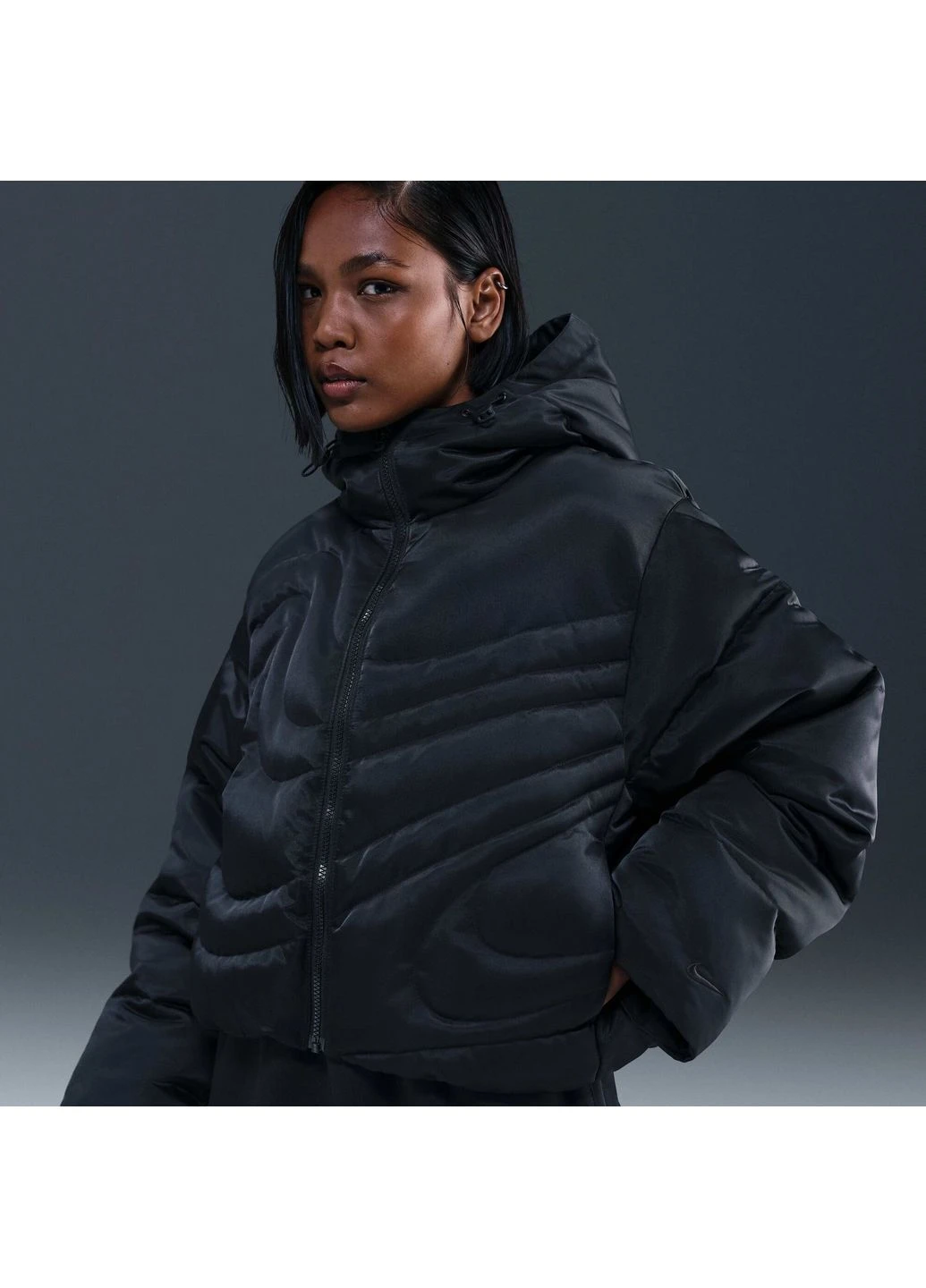 Черная демисезонная куртка swoosh therma-fit black ib2005-010 Nike