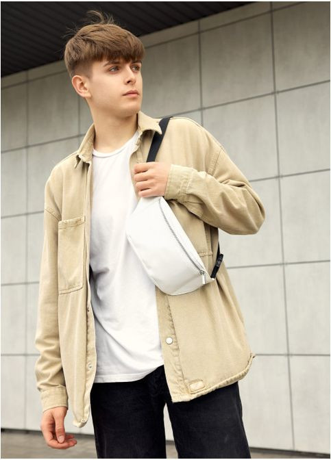 Сумка на пояс бананка Tirso MSHm біла c білою блискавкою (R-80119008m-VS) Sambag (302450282)