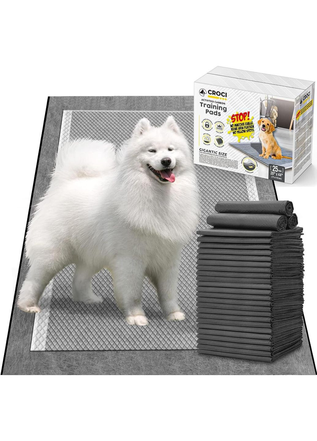 Одноразові пелюшки для собак з активованим вугіллям 71 х 112 см Super nappy 25 шт/уп Croci (318697571)