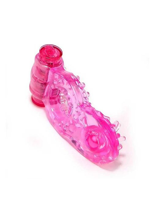 Эластичное эрекционное кольцо со щетинками и вибрацией - Розовый No Brand (372502335)