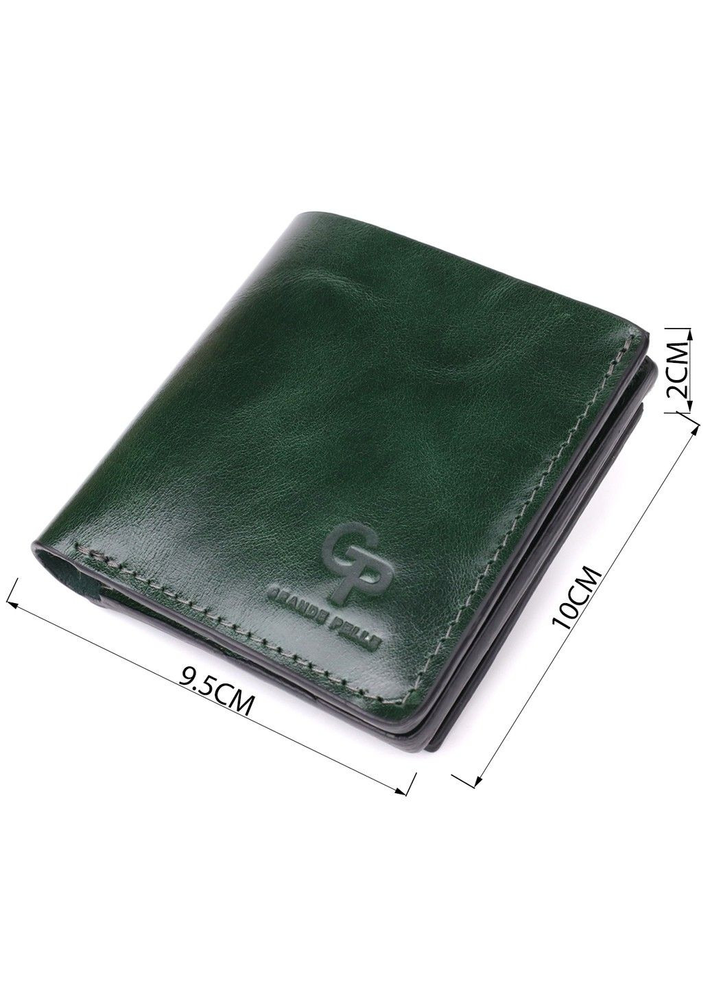Компактный кошелек в два сложения из натуральной гладкой кожи 22946 Зеленый Grande Pelle (330642791)