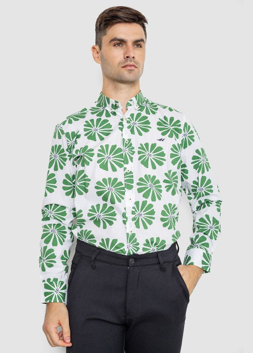 Зеленая классическая рубашка однотонная No Brand