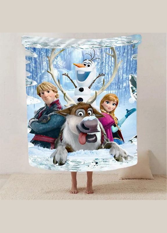 Плед покрывало Полуторное Новогоднее Ледяное сердце 160х200 Разноцветное Плюш-велюр No Brand (315059022)