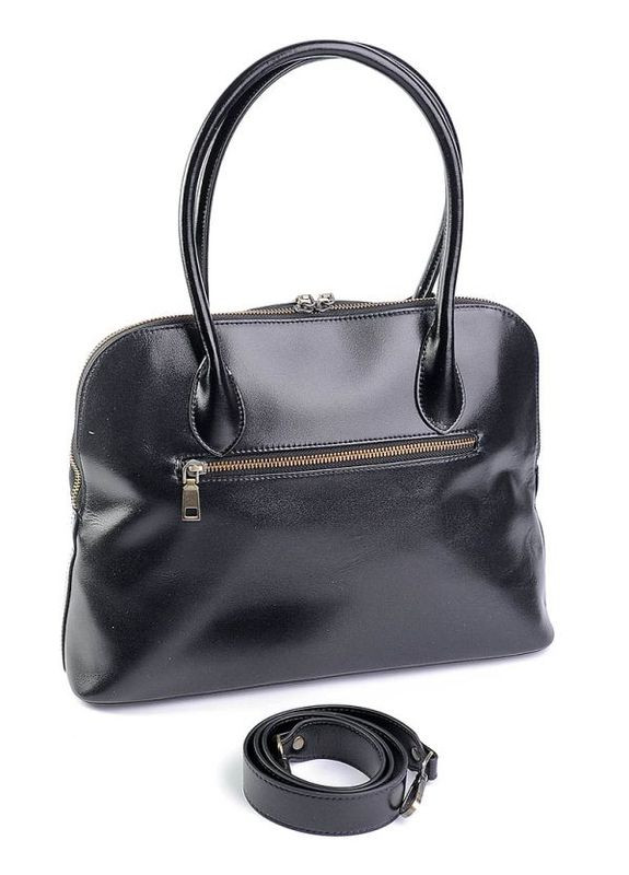 Сумка кожаная женская Шопер трапеция из натуральной кожи функциональная Черная NIUNIU (322216003)