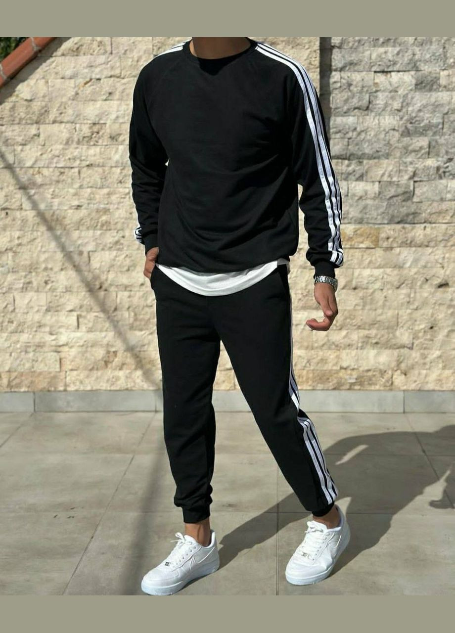 Черный демисезонный костюм мужской теплый спортивный Adelante