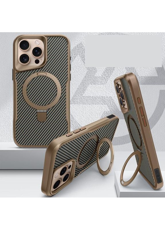 TPU+PC чохол Metal Buttons with MagSafe Carbon Ring для Apple iPhone 15 Pro (6.1") Gold No Brand (366832913)