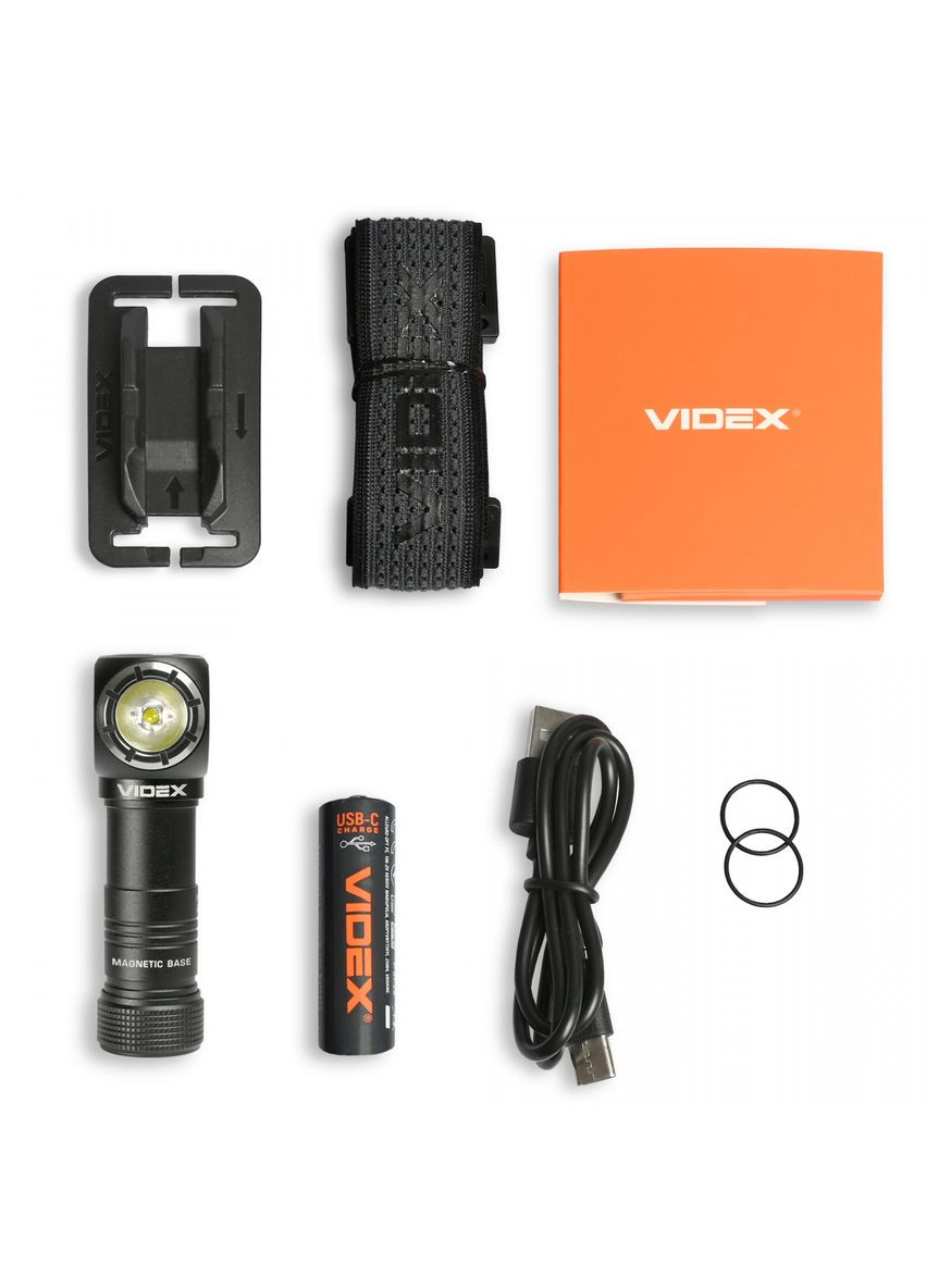 Ліхтарик налобний (на голову) туристичний VLF-A056H IP68, 200 Лм, 5000K, червоне світло, Li-ion AA USB-C Videx (366666147)