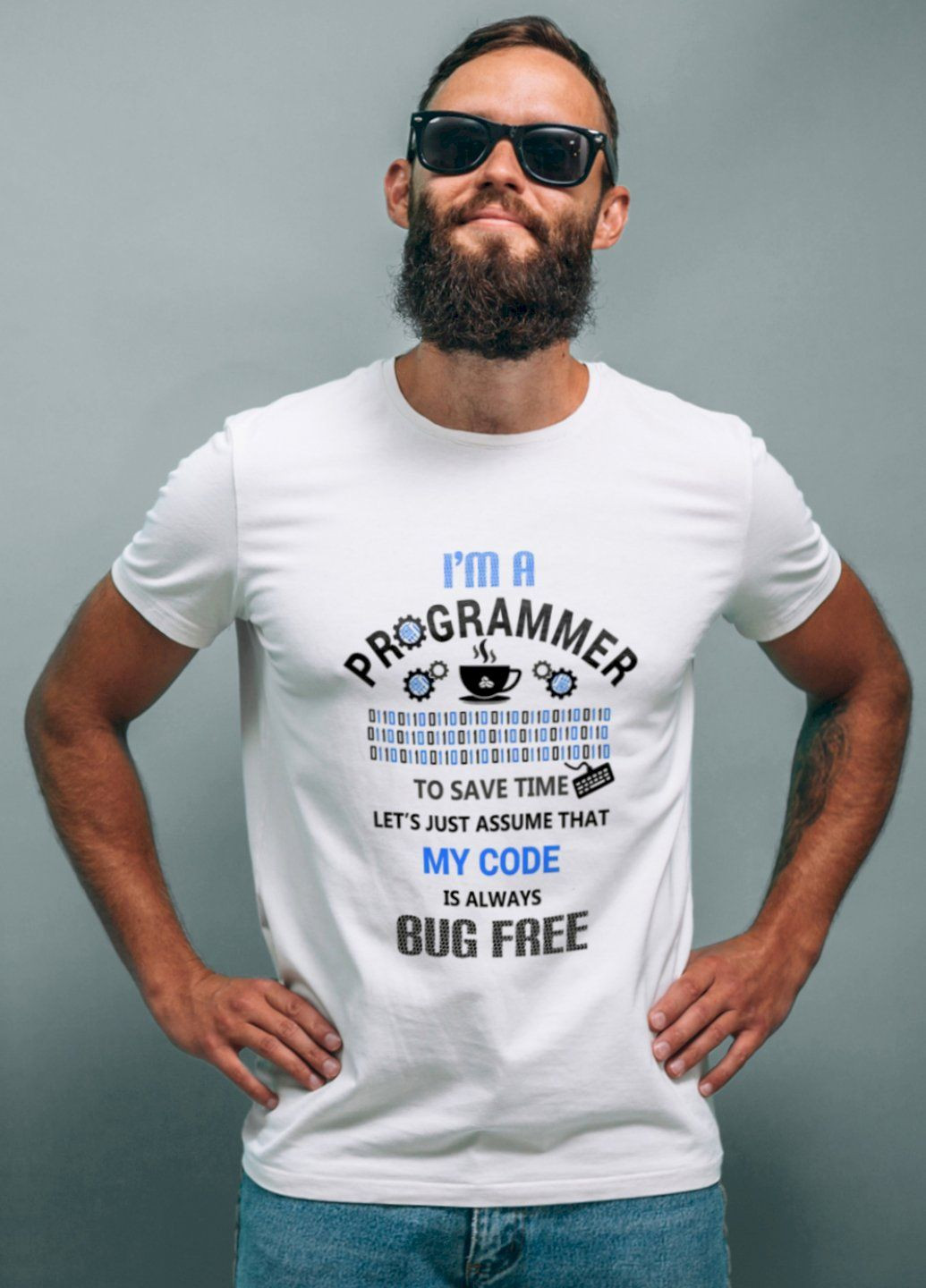 Біла футболка біла чоловіча "i`m programmer" Ctrl+