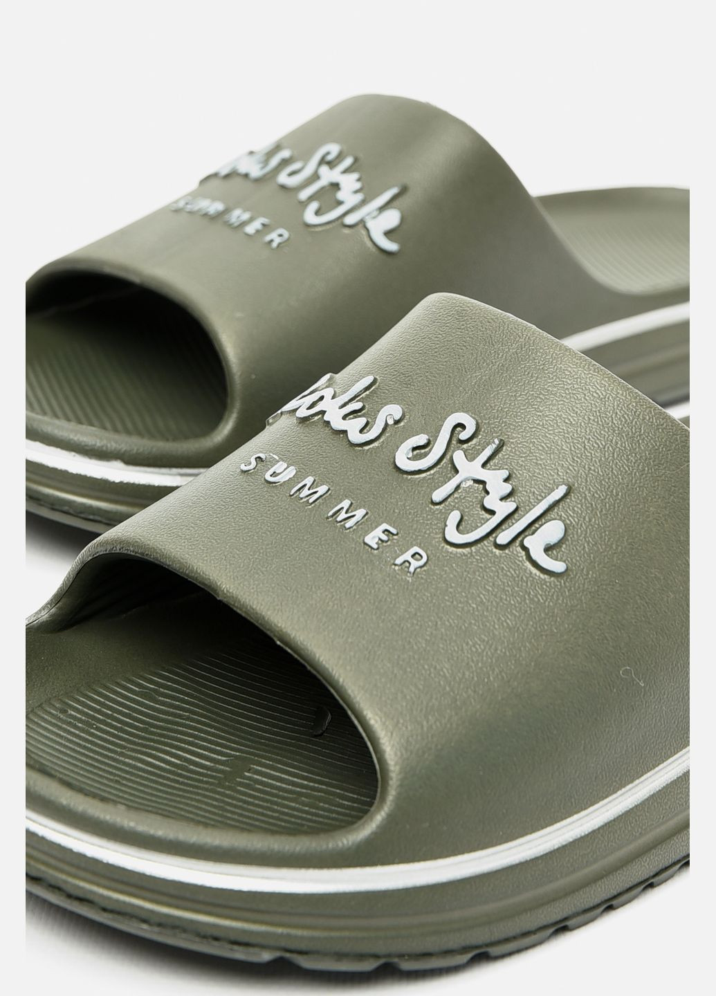 Темно-зеленые кэжуал шлепанцы мужские пена темно-зеленого цвета Let's Shop