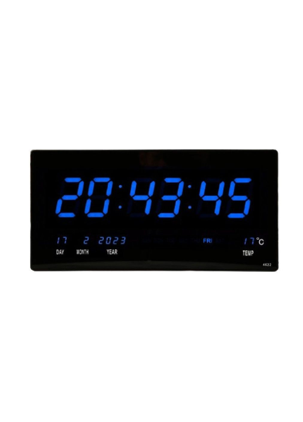 Годинник настінний з будильником відображенням дати місяця року тижня температури 46x22x5 см (482296-Prob) Синє підсвічування Unbranded (373038861)