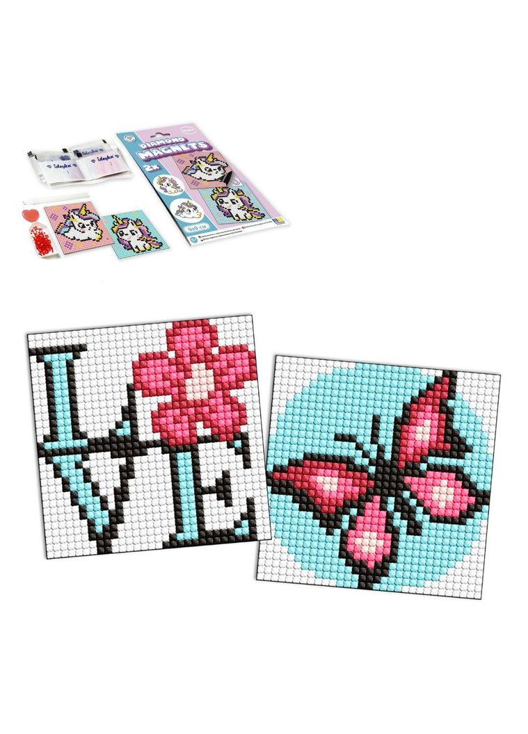 Набор с алмазной мозаикой на магнитной основе для детей "Грационная бабочка" 9x9см Ідейка (332944902)