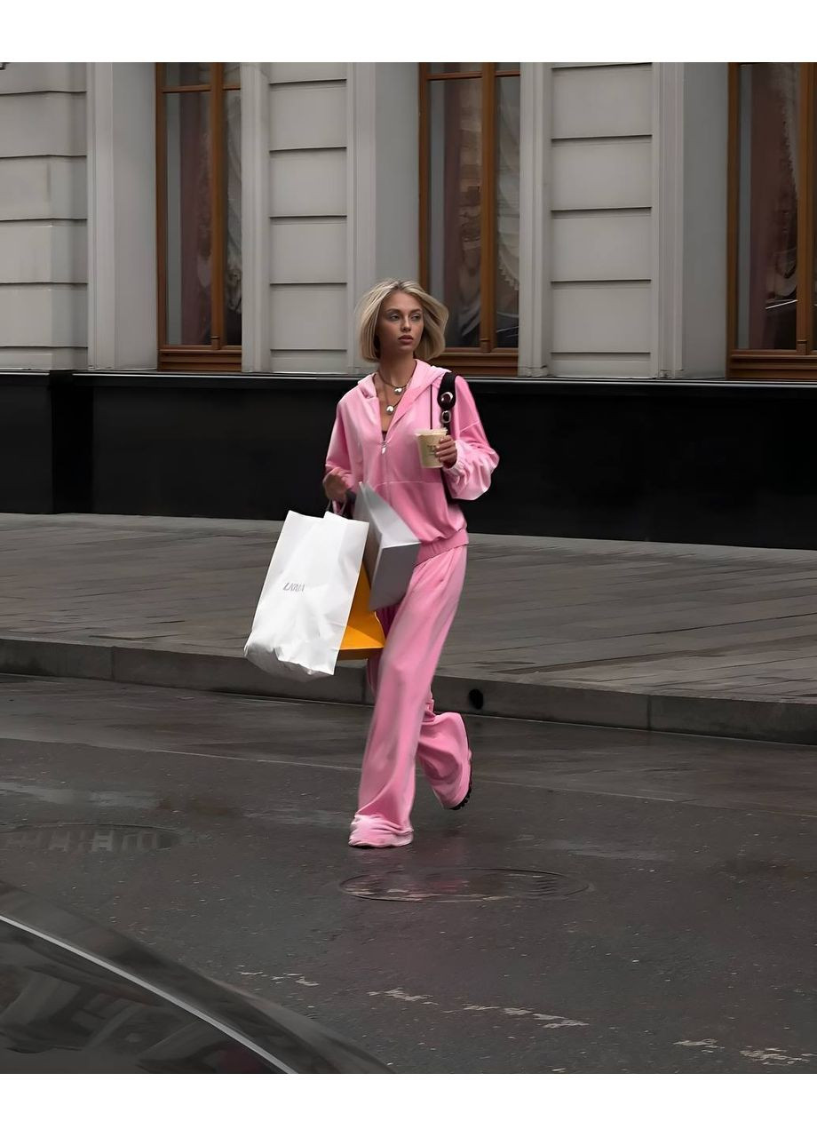 Жіночий велюровий костюм: оверсайз кофта + штани-палаццо MonCher (354225428)