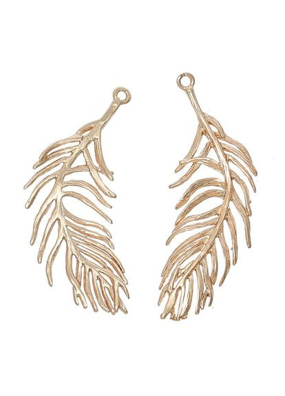 Подвески металлические Кулон листочек пальмы Натуральное золото 38 мм x 15 мм Finding (332054965)