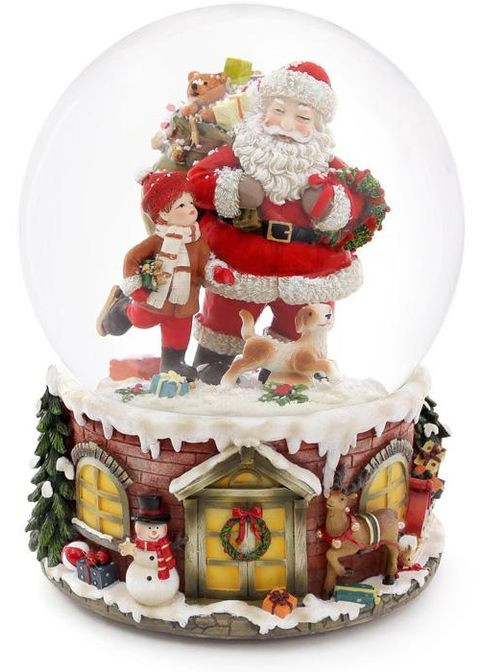 Куля водяна "Санта з Подарунками" Ø16x20см, музична на заводному механізмі BonaDi (372172427)