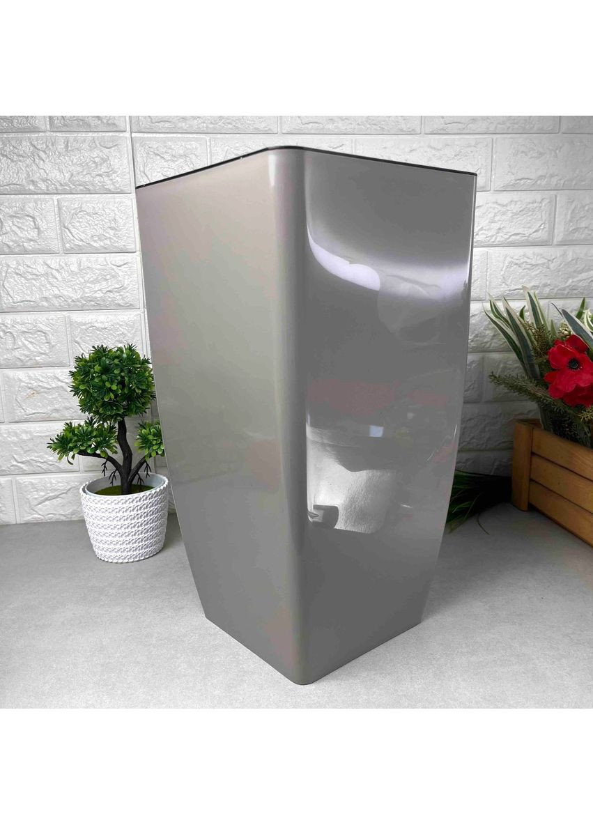 Высокое квадратное кашпо для пальмы 27*27*51см 13л, Квадро какао Алеана (365815030)