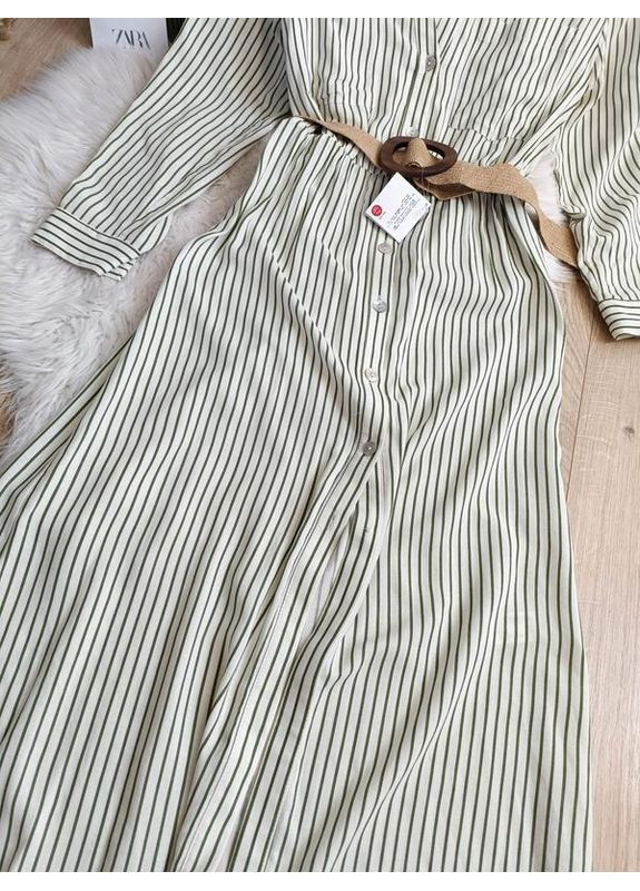 Білий смугаста сукня-сорочка з ременем Zara