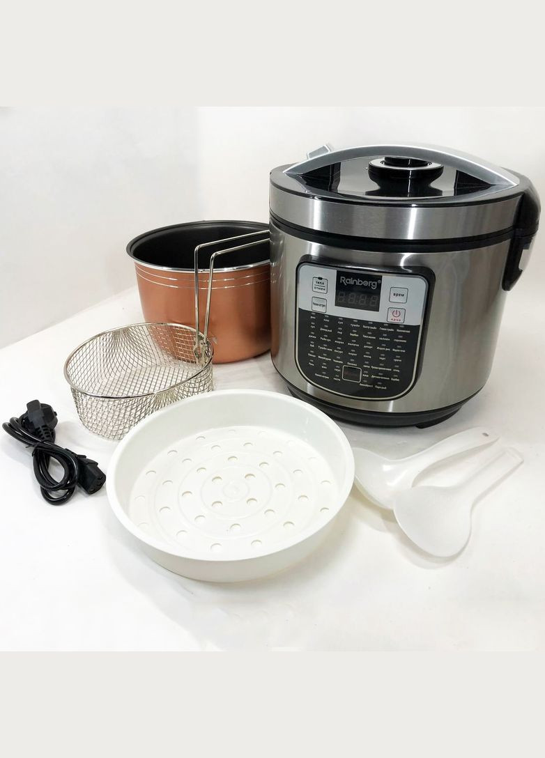 Мультиварка пароварка RB-6209 45 программ 6 л 1000W, Сенсорная мультиварка рисоварка Rainberg (364663956)