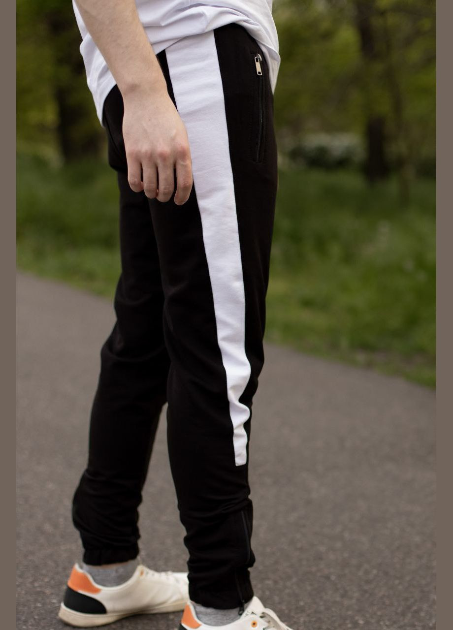 Черно-белые спортивные, повседневный, кэжуал демисезонные зауженные брюки No Brand