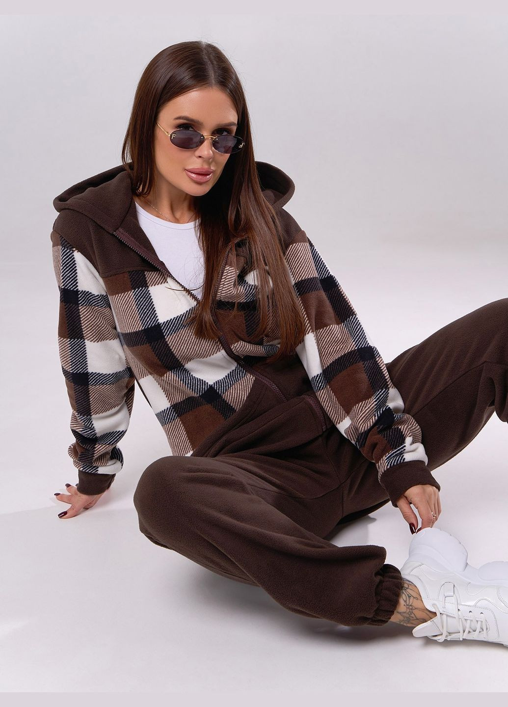 Мягкий флисовый костюм с клетчатой вставкой No Brand (313295034)