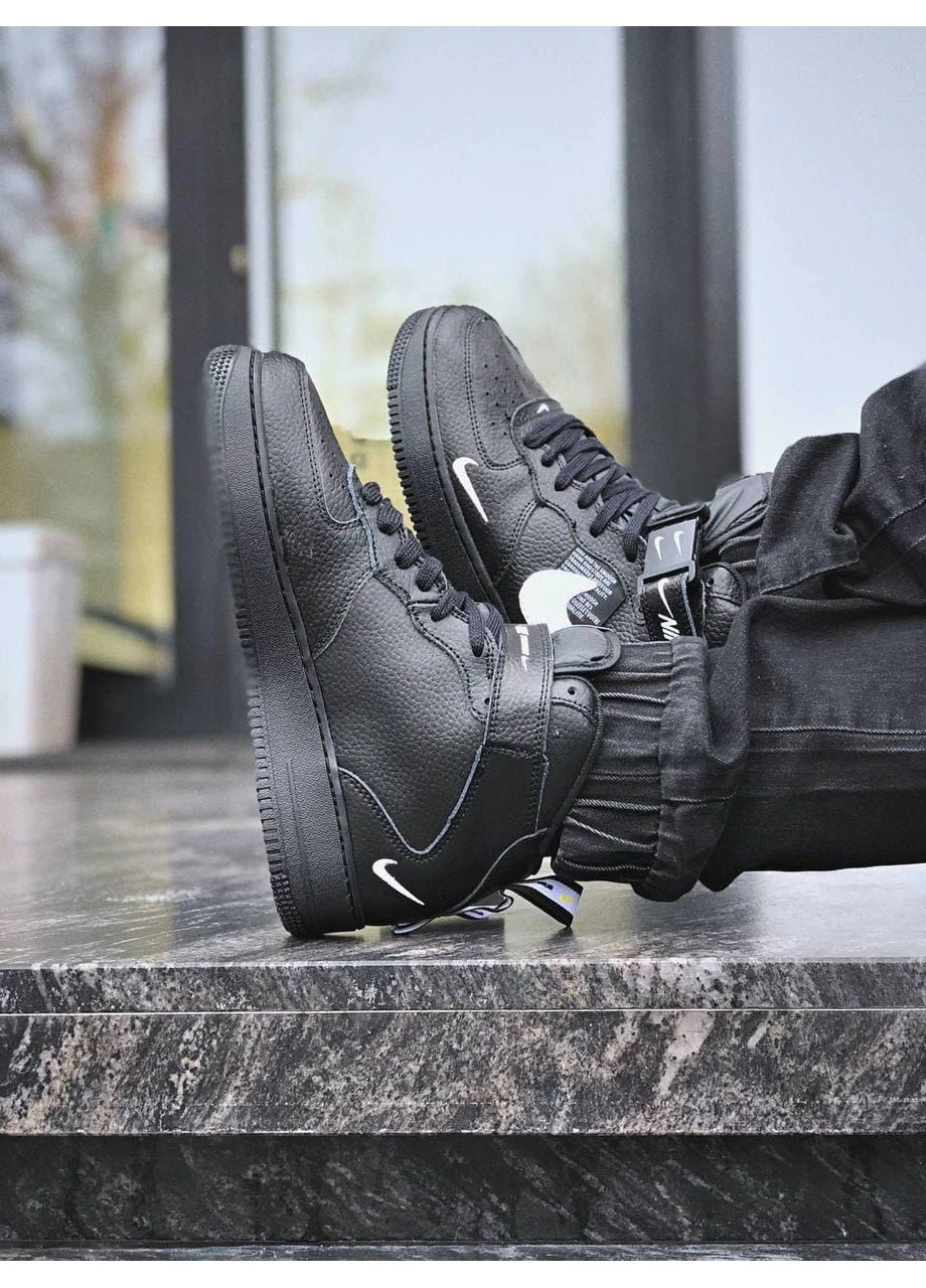 Белые летние кроссовки nike air force 1 high black white 1 найк аир форс 1 No Brand