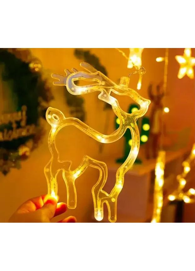 Гирлянда Штора с формами колокольчик, елка, олень 12 PCS light Digital (371632713)