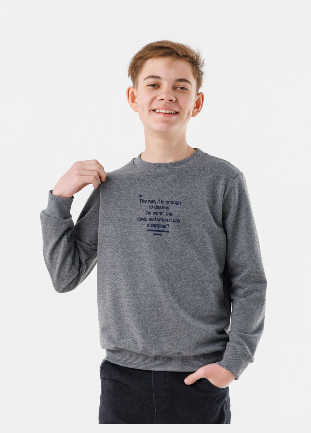 DENIZ світшот з принтом для хлопчика 3008 146 см (2000990475183d) shop (2000990475183) темно-сірий повсякденний бавовна