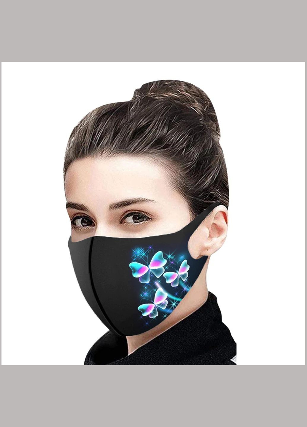 Тканевая маска для лица с красивым принтом, моющиеся, многоразовая маска, легко дышать в ней No Brand (285272316)