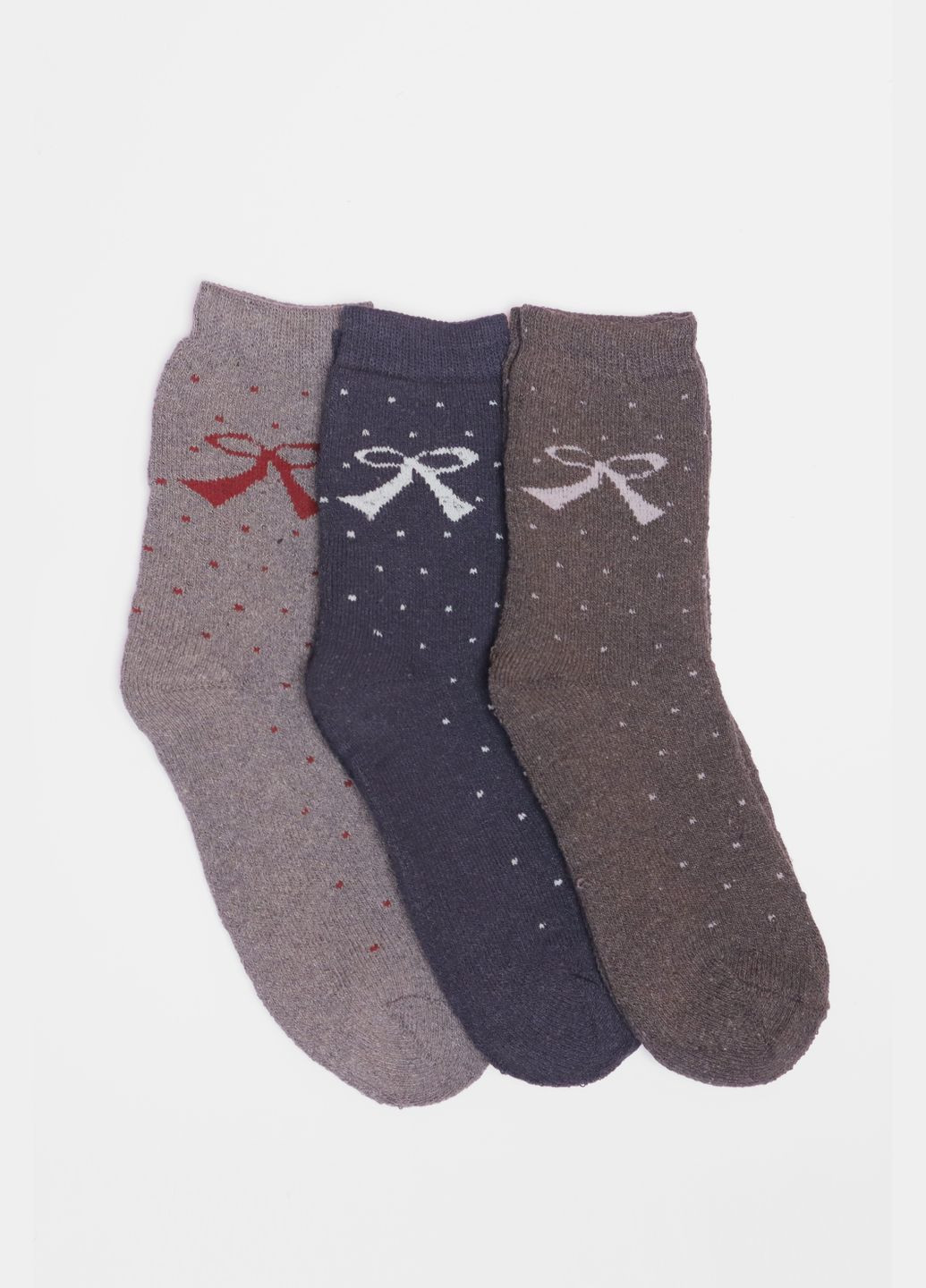 Комбинированные набор носков женских махровых 3 штуки Let's Shop рисунки (304501445)