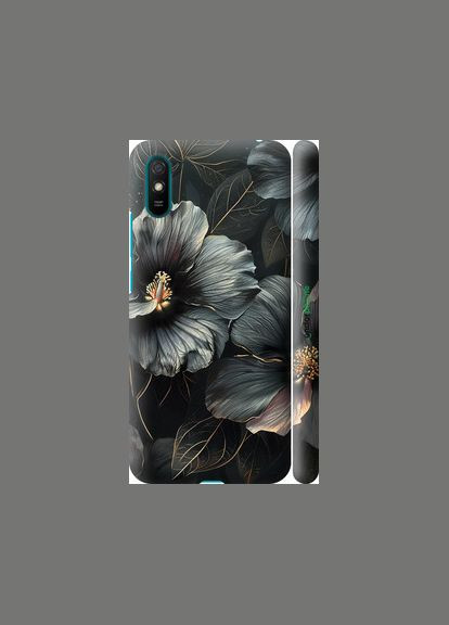 Чехол на Xiaomi Redmi 9A Черные цветы "6031m-2034-2448" Endorphone (348088400)