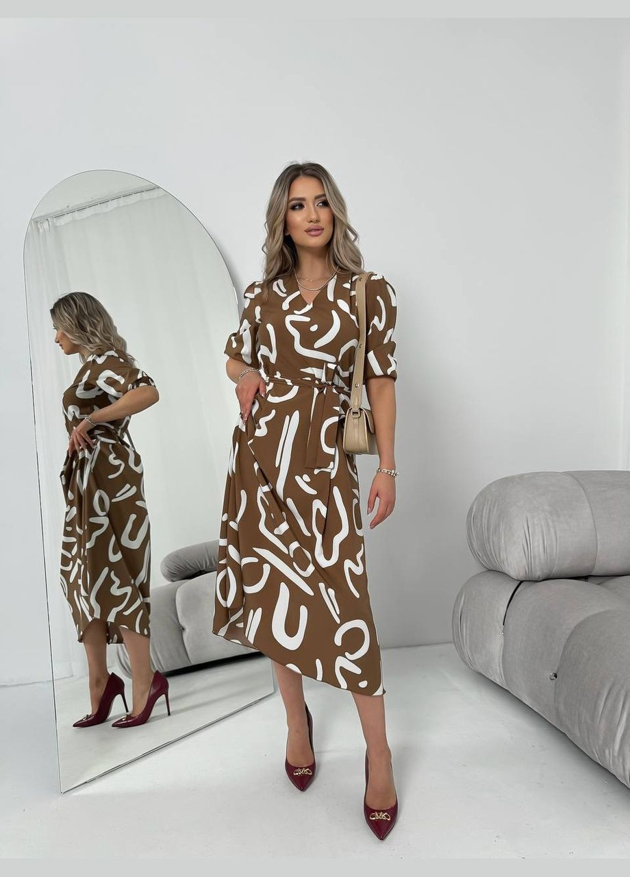 Бежевое женское платье из шелкового софта цвет бежевый р.42/44 454126 New Trend