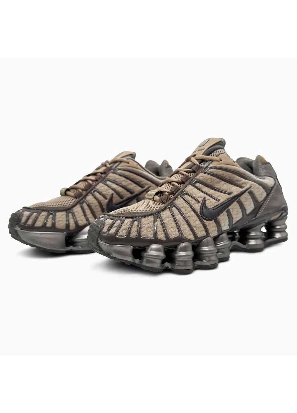 Коричневые демисезонные кроссовки мужские nike shox tl brown найк шокс тл коричневые No Brand