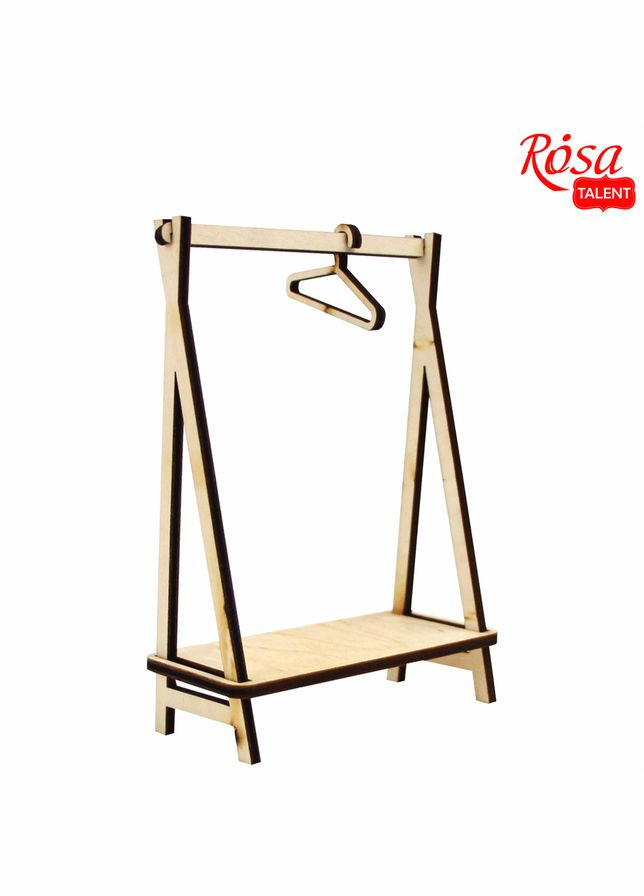 Кукольная мебель, „Стойка для одежды“ 1+2 плечика, модерн, фанера, 4х8,6х12см, TALENT Rosa (340460407)