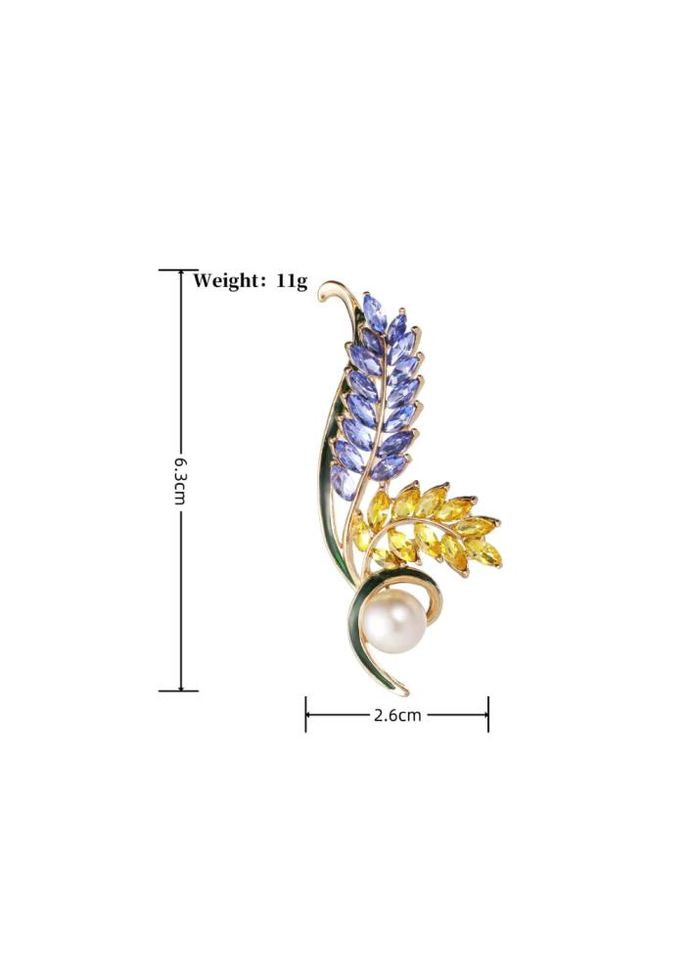 Брошь "Колосья пшеницы", колоски, брошка шпилька, символ Украины, желто-голубая No Brand (323223703)