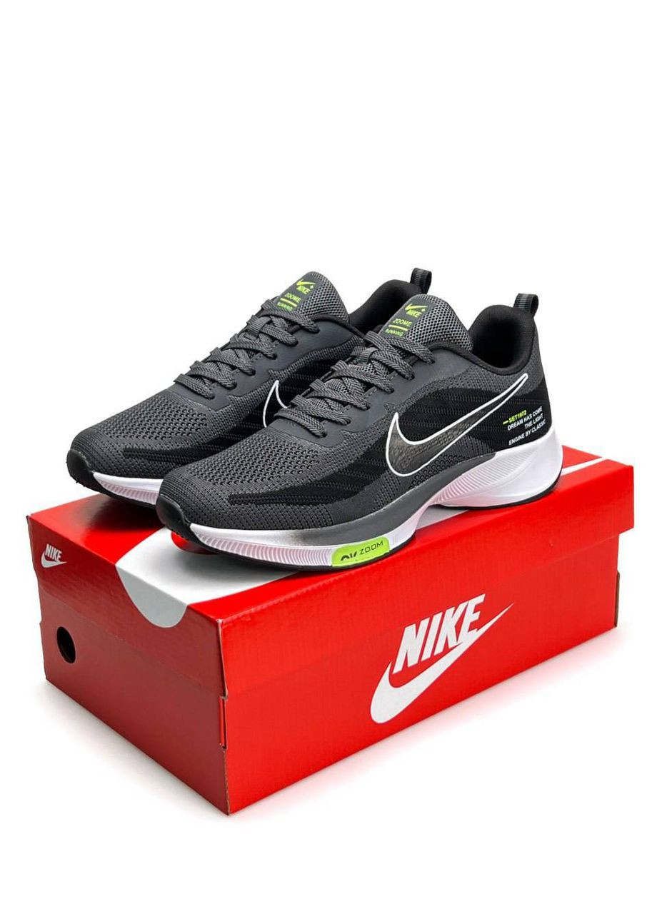 Серые демисезонные кроссовки nike No Brand Zoom Running Grey Black White